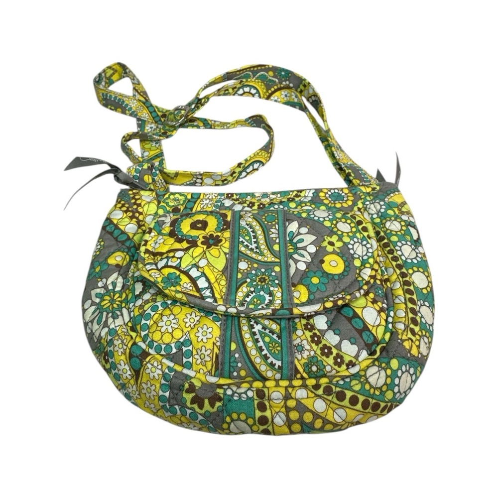 Vera Bradley Lizzy Crossbody Bag Purse Lemon Parfait Retired Paisley Floral - Picture 5 of 12
